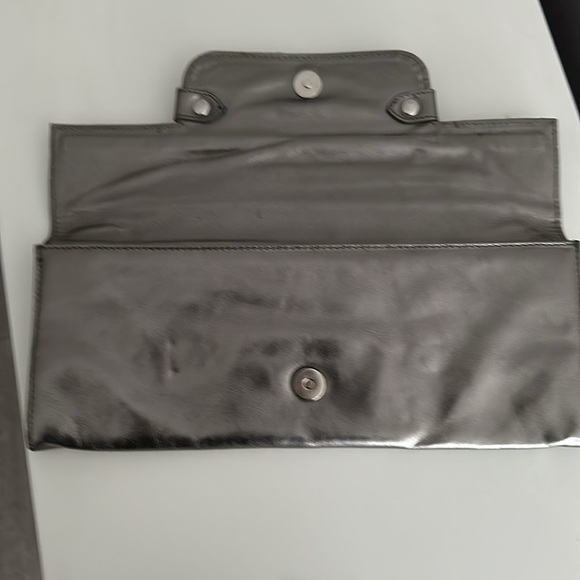 Nordstrom Silver pewter leather clutch - Picture 3 of 8